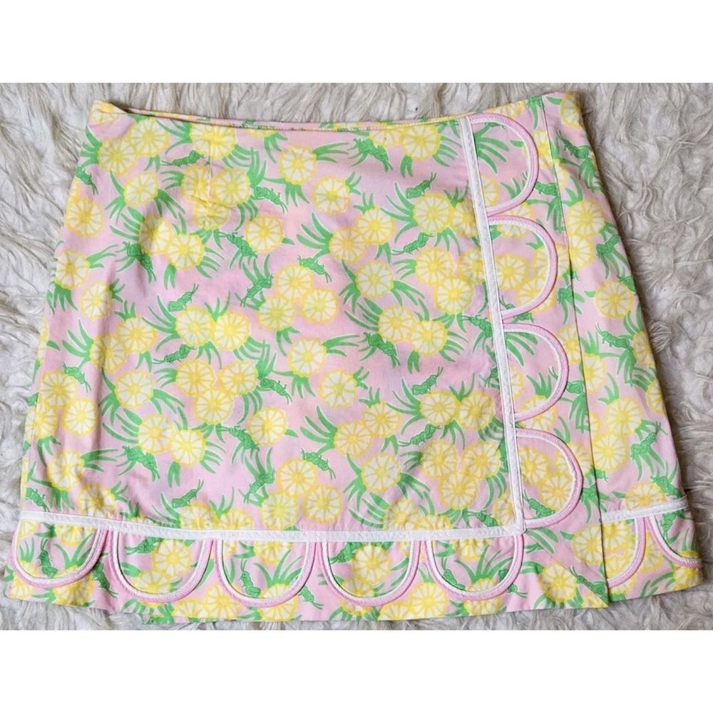 Lilly Pulitzer Skort Floral Pink Yellow Green Grasshopper Print Skirt Preppy